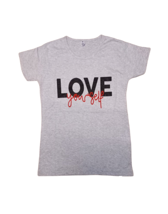 CM01-50 JOIN Γυναικείο Μπλούζακι T-Shirt Βαμβακερό Love ΓΚΡΙ