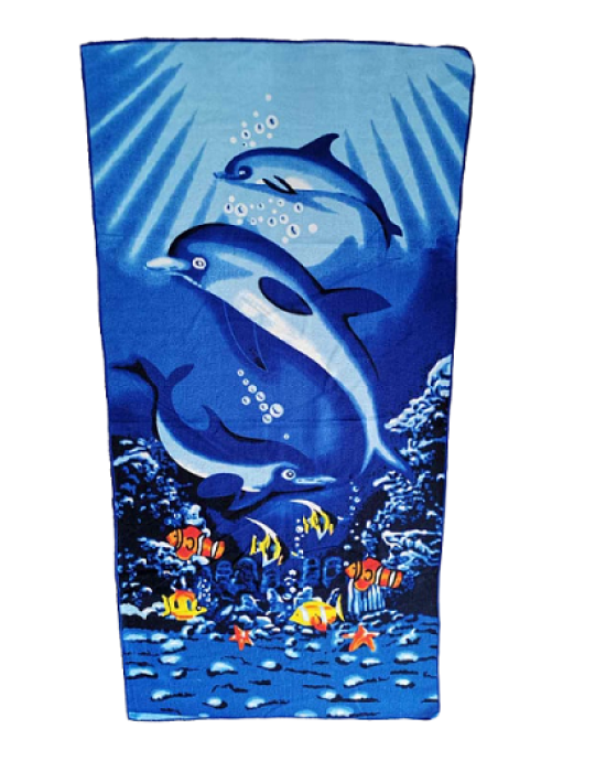 JOIN Unisex Πετσέτα  Θαλάσσης Ενηλίκων Με Σχέδιο Δελφίνια 140Χ70 CM Μπλε