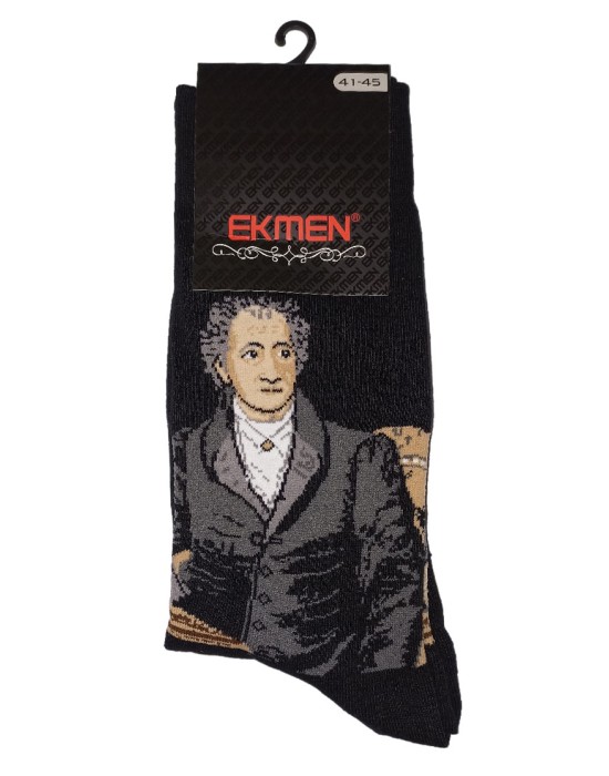 EKMEN Ανδρικές Κάλτσες Σχέδιο Portrait 1001-11 Μαύρο
