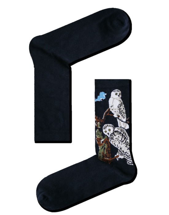 EKMEN Ανδρικές Κάλτσες Σχέδιο Owls 1001-13 Μαύρο