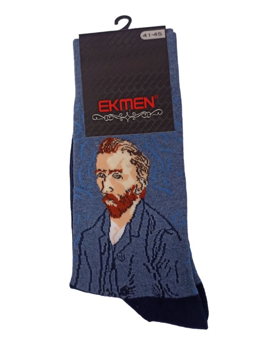 EKMEN Ανδρικές Κάλτσες Σχέδιο Vincent Vang Gogh 1001-15 Μπλέ