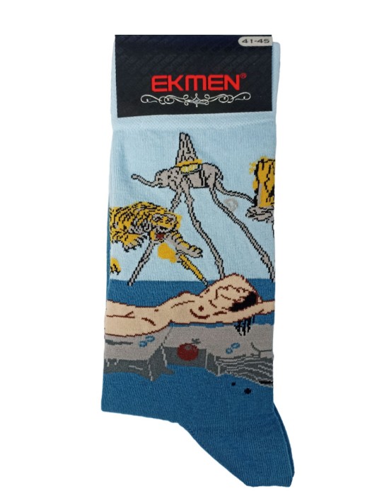 EKMEN Ανδρικές Κάλτσες Σχέδιο Salvador Dali 1001-20 Σιελ