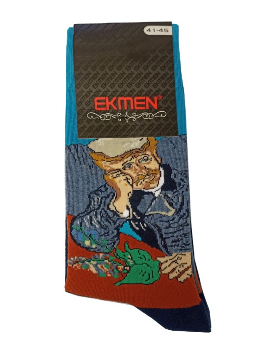EKMEN Ανδρικές Κάλτσες Σχέδιο Doctor Gachet – Van Gogh 1001-5 Μπλέ