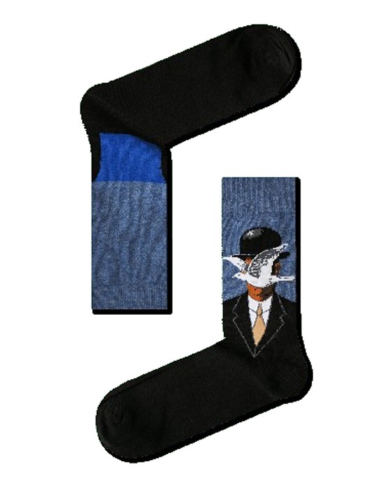 EKMEN Ανδρικές Κάλτσες Σχέδιο Rene Magritte Man 1001-7 Μαύρο