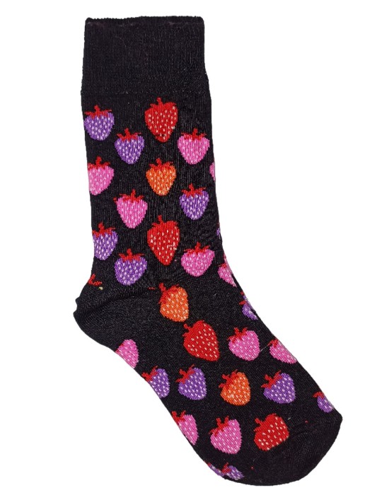 CALZEMANIA Γυναικεία Κάλτσα Φράουλες Μαύρο