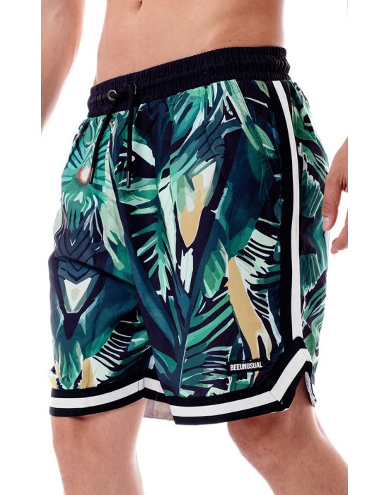 BEE UNUSUALL ανδρικό μαγιό boardshorts polyester JUNGLE multicolor πράσινο