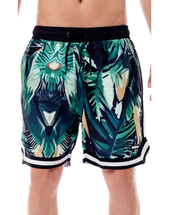 BEE UNUSUALL ανδρικό μαγιό boardshorts polyester JUNGLE multicolor πράσινο