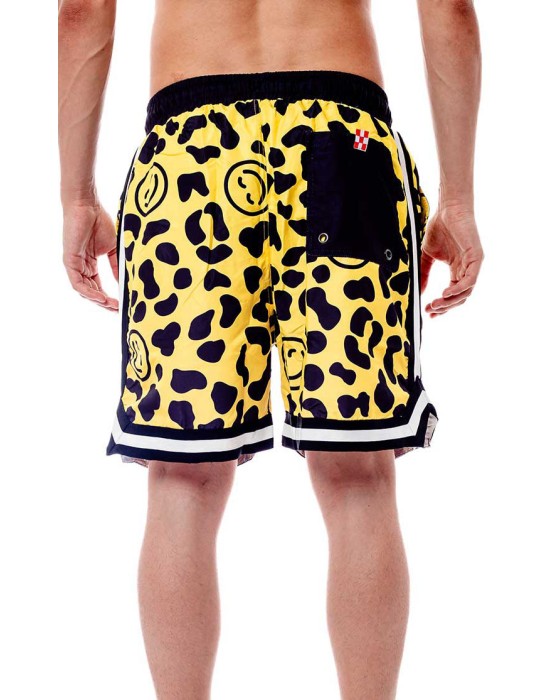 BEE UNUSUALL ανδρικό μαγιό Boardshorts polyester HOUBA μαύρο-κίτρινο 