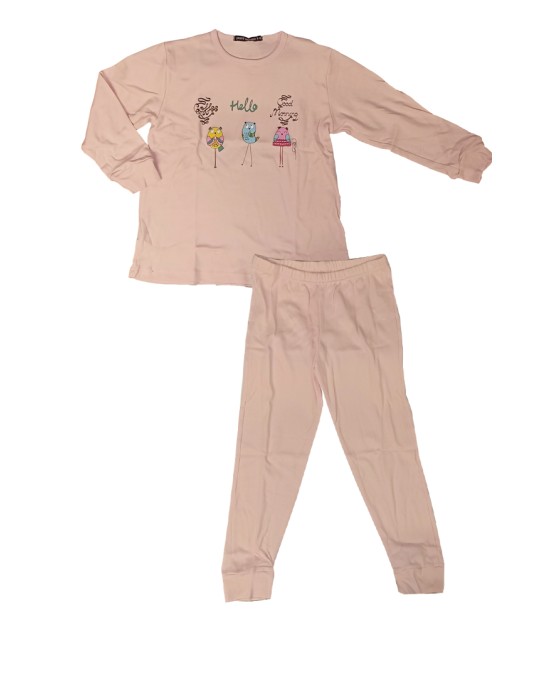 COTTON MANIA παιδική κοριτσίστικη πυτζάμα βαμβάκι normlal fit Ροζ