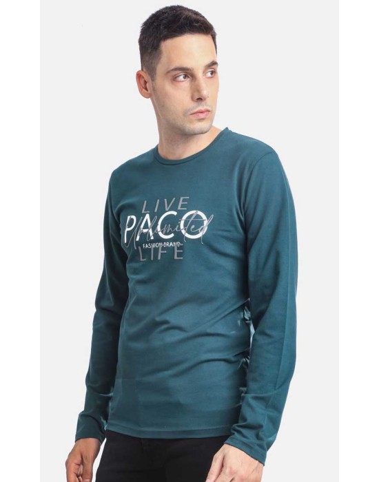 PACO&CO Ανδρική Μπλούζα Μ/Μ  Live Life  Πετρόλ 2381027-40