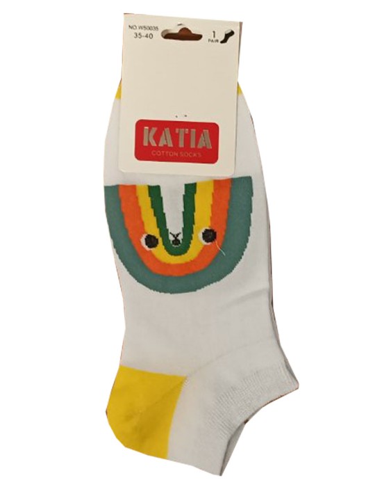 KATIA Σετ 3 Γυναικείες Κάλτσες Σοσόνι Σχέδιο Βαμβάκι Normal Fit Πολύχρωμο