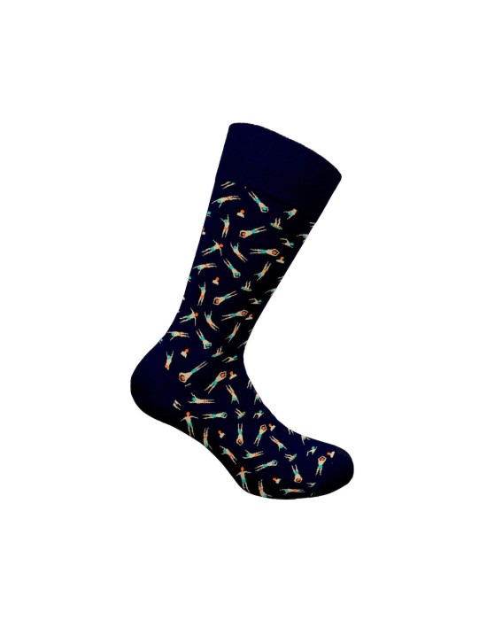WALK Ανδρικές Κάλτσες Bamboo Με Σχέδιο Σκούρο Μπλε