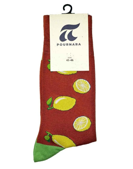598005-01 Ανδρική κάλτσα Πουρνάρας Lemon Σκούρο Πορτοκαλί