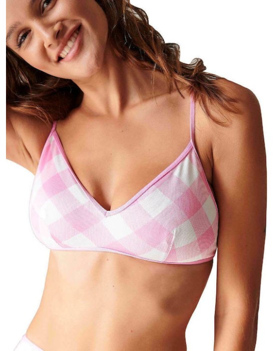 22366147-10 BLU4U Γυναικείο Bikini Top "BARBIE CHECKS" Ροζ