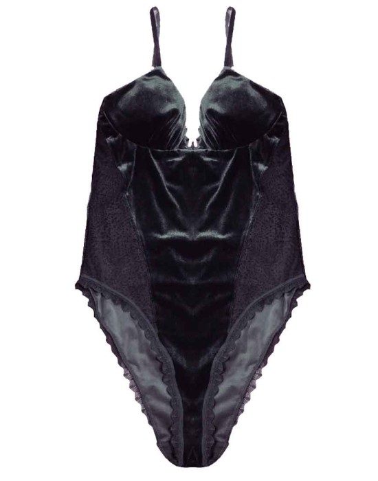 9919-02 Γυναικείο Βελουτέ Sexy Κορμάκι Μαύρο